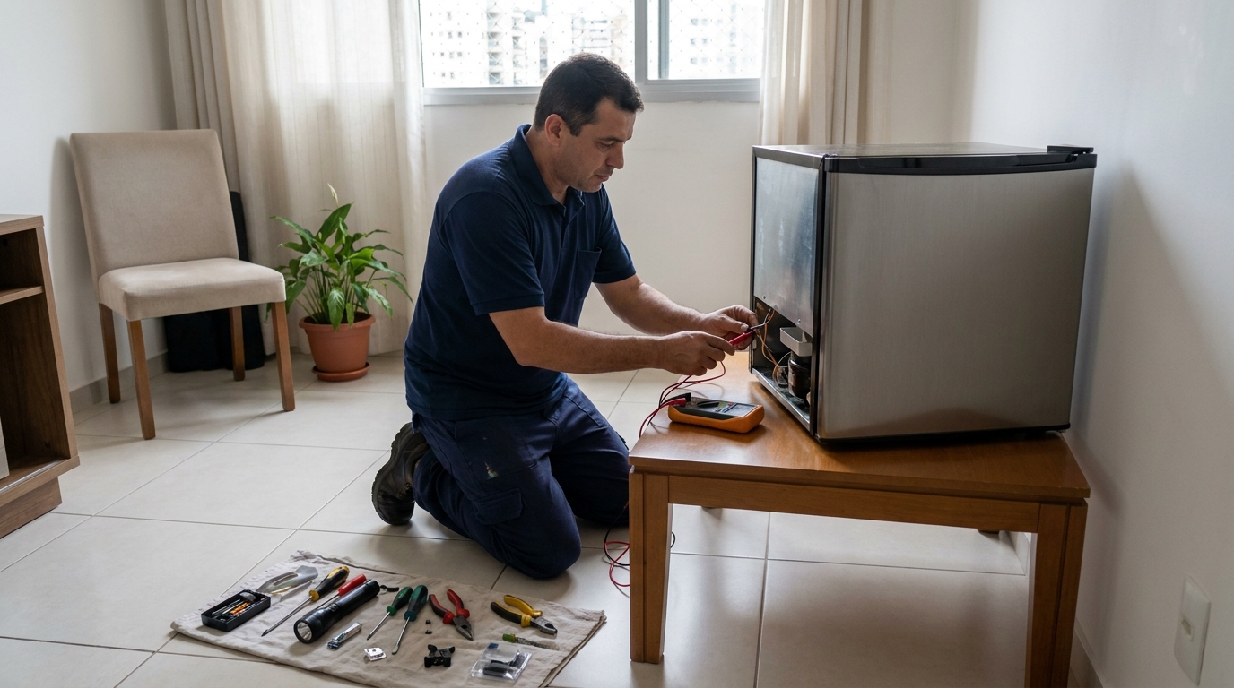 Técnico de conserto de frigobar em residência em Zona Leste‑SP