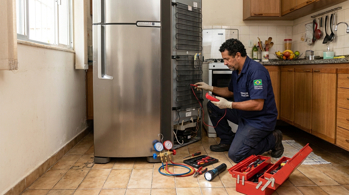 Técnico de conserto de geladeira em residência em Zona Leste‑SP
